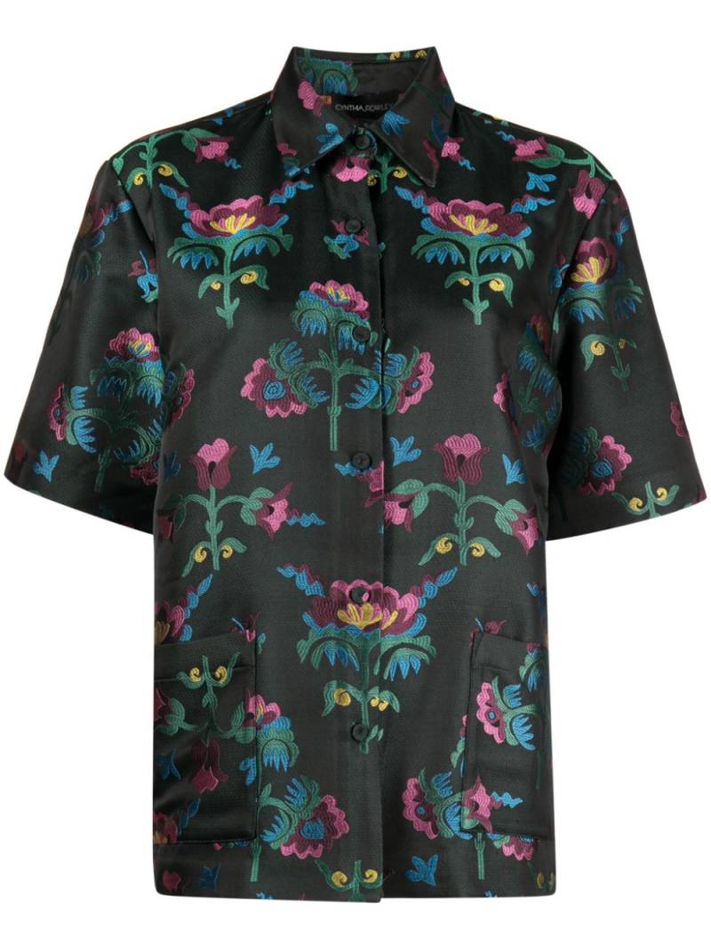 Cynthia Rowley floral-jacquard short-sleeved shirt - Green von Cynthia Rowley