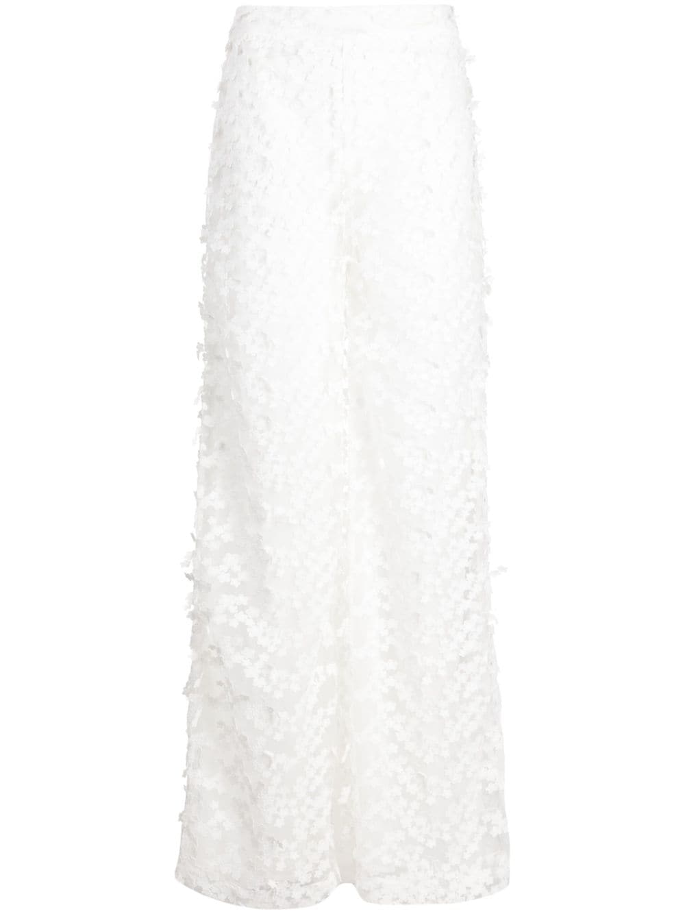 Cynthia Rowley floral-appliqué wide-leg trousers - White von Cynthia Rowley