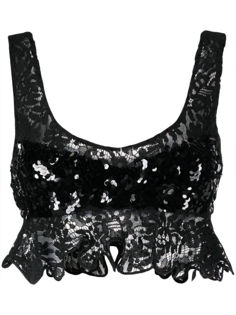 Cynthia Rowley floral-lace sequinned tank top - Black von Cynthia Rowley