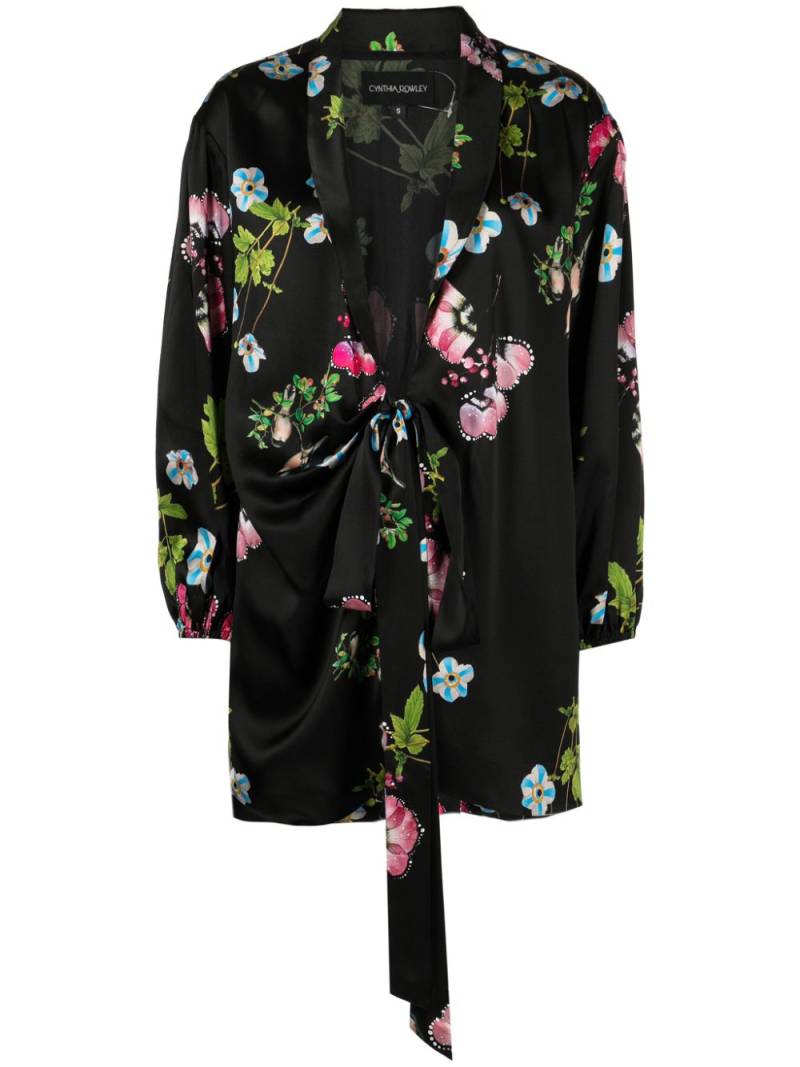 Cynthia Rowley floral-print silk wrap dress - Black von Cynthia Rowley