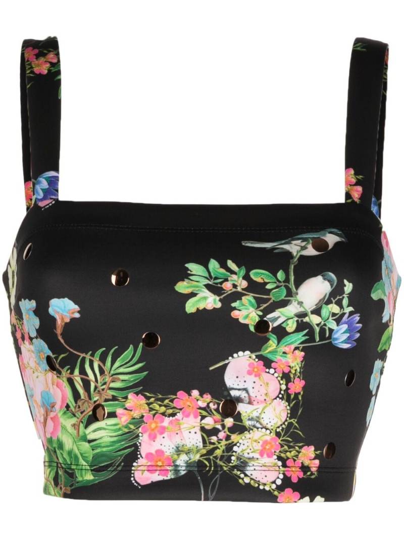 Cynthia Rowley floral-print sleeveless cropped top - Black von Cynthia Rowley