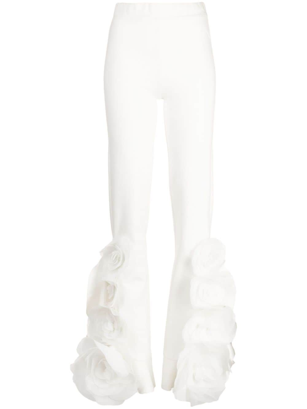 Cynthia Rowley frilled-hem zipped flared trousers - White von Cynthia Rowley