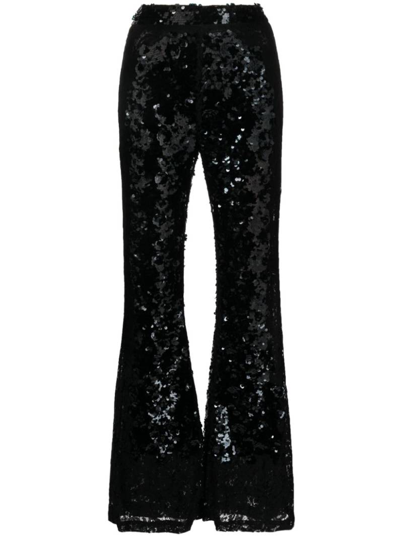 Cynthia Rowley high-waisted sequinned flared trousers - Black von Cynthia Rowley