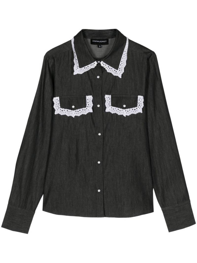 Cynthia Rowley lace-trimmed cotton shirt - Black von Cynthia Rowley