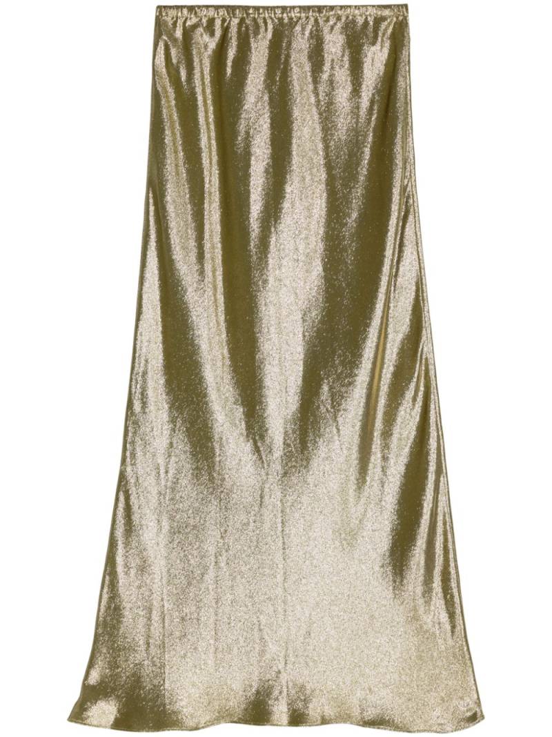 Cynthia Rowley lamé-effect maxi silk skirt - Gold von Cynthia Rowley