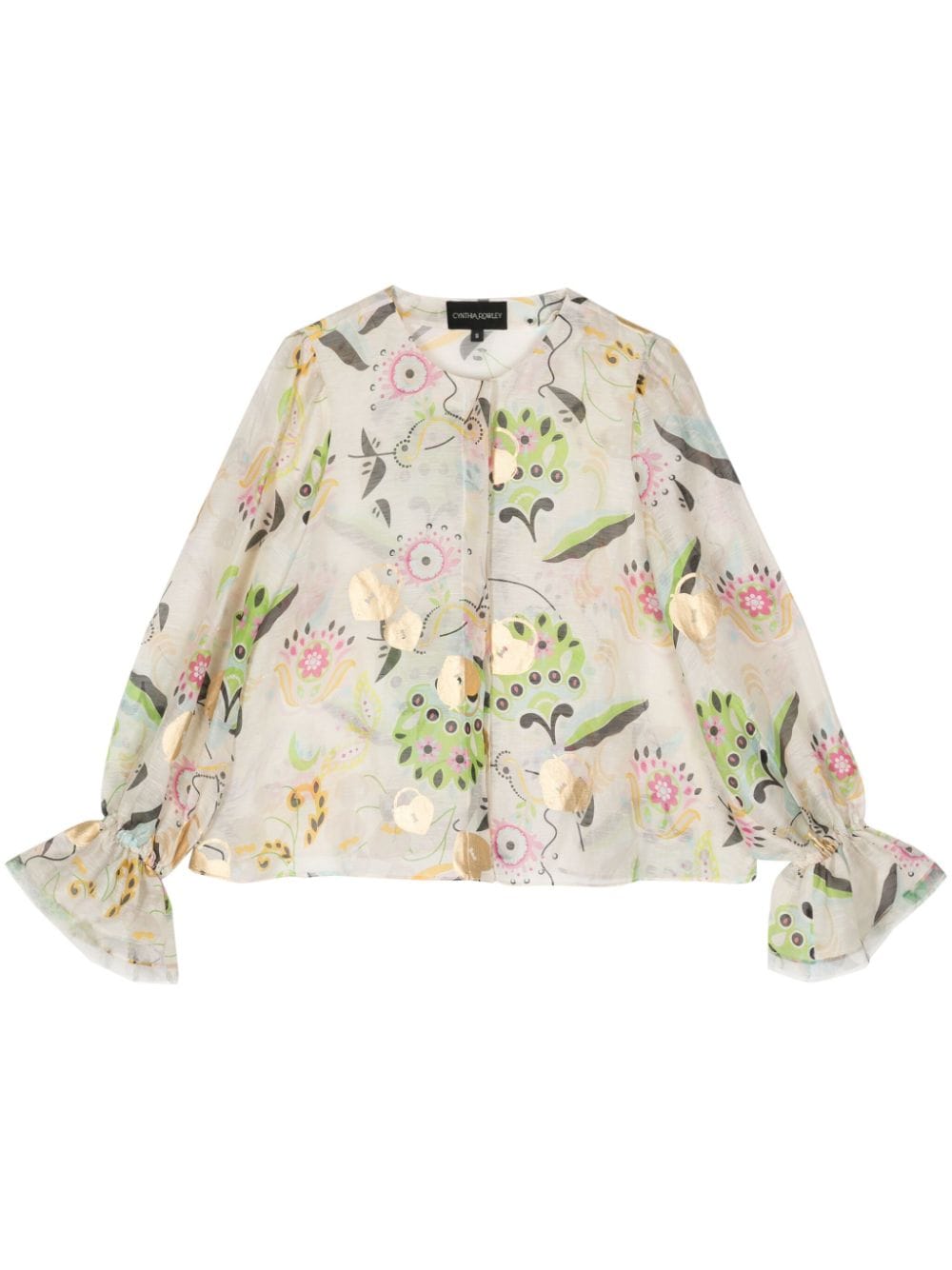 Cynthia Rowley printed linen-silk shirt - White von Cynthia Rowley