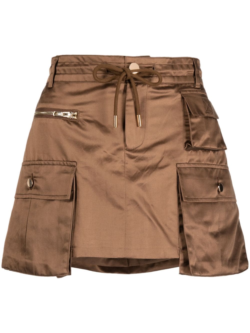 Cynthia Rowley satin cargo miniskirt - Brown von Cynthia Rowley