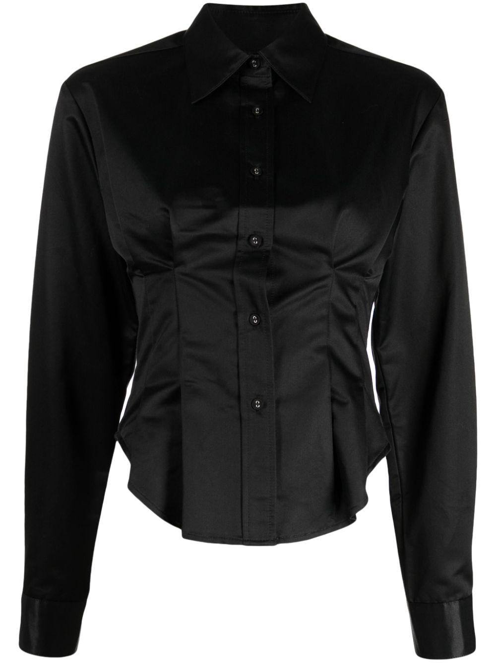 Cynthia Rowley satin-trim slim-cut shirt - Black von Cynthia Rowley