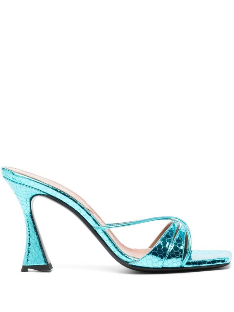 D'ACCORI 100mm Lust metallic leather mules - Blue von D'ACCORI