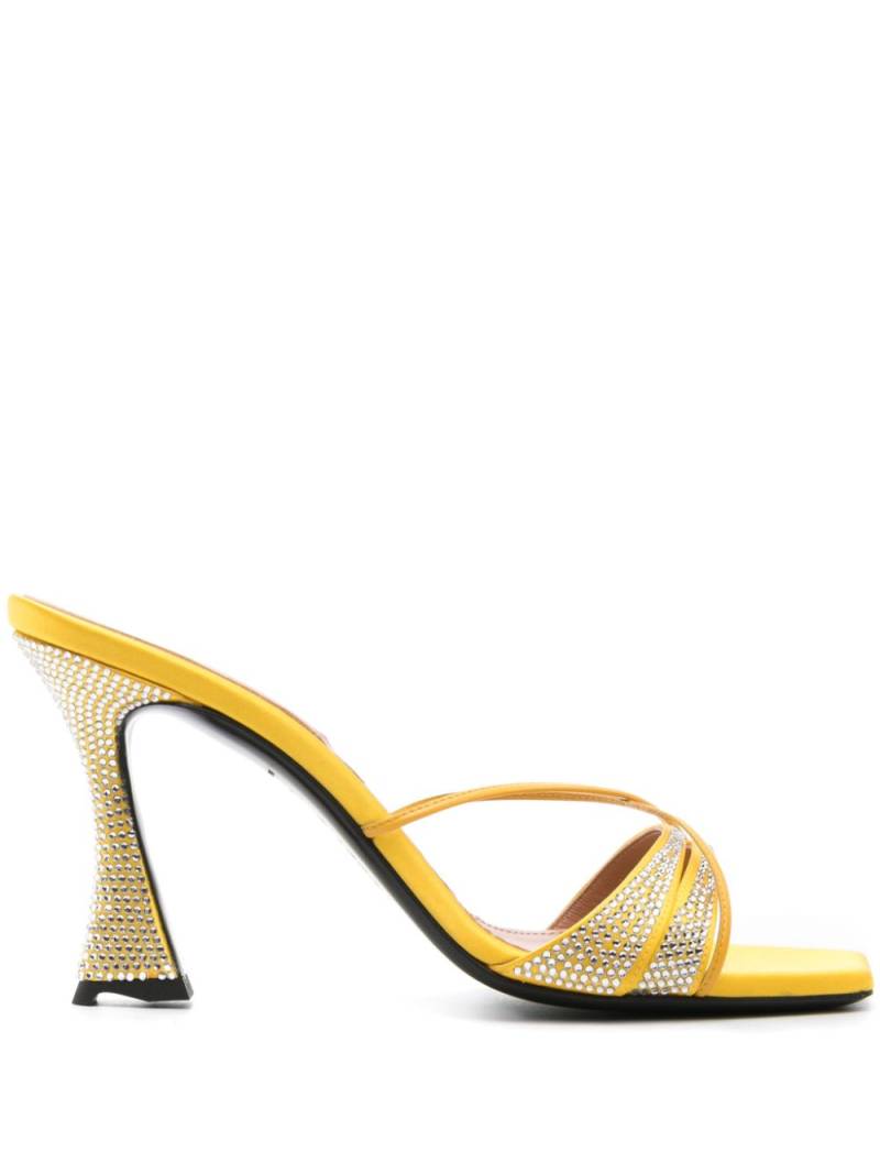 D'ACCORI Lust 100mm rhinestone-embellished mules - Yellow von D'ACCORI