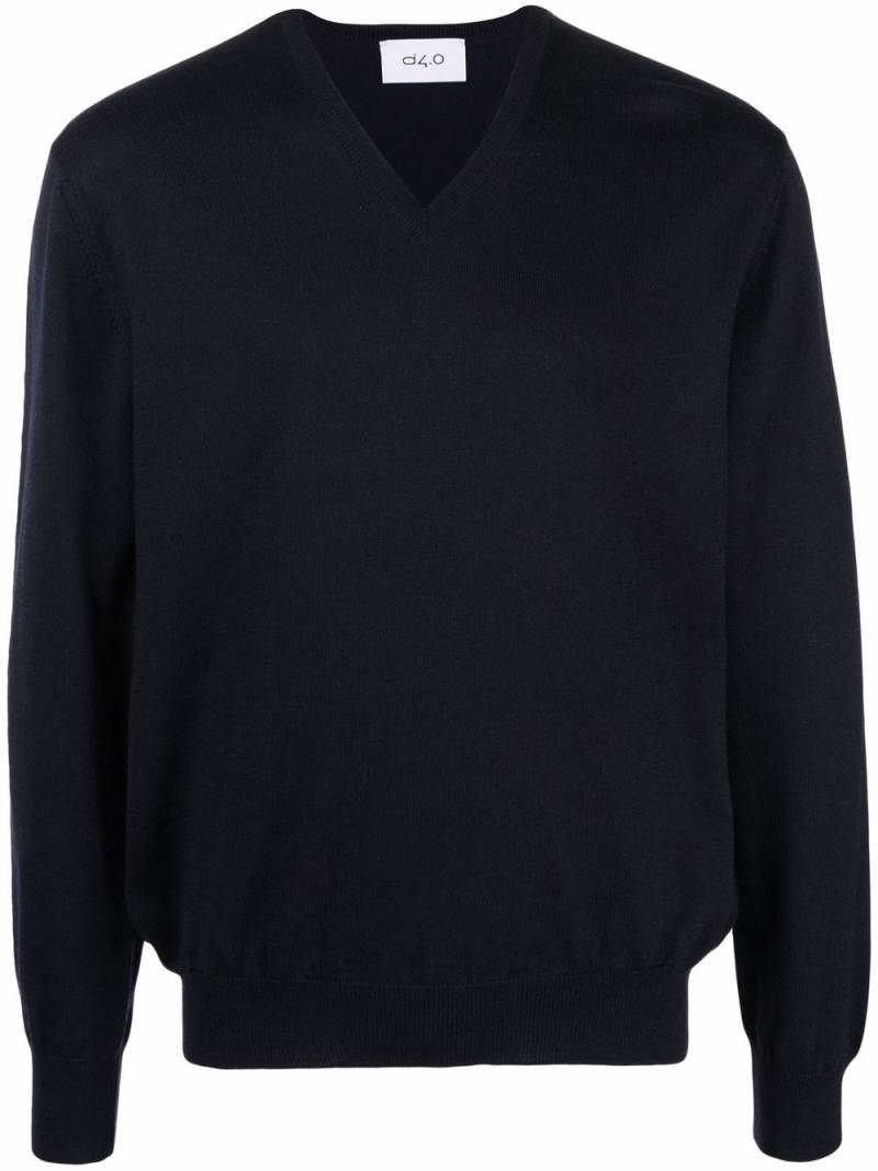 D4.0 V-neck knitted jumper - Blue von D4.0