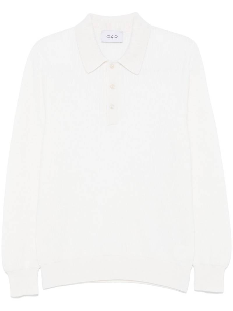 D4.0 fine-ribbed polo shirt - White von D4.0