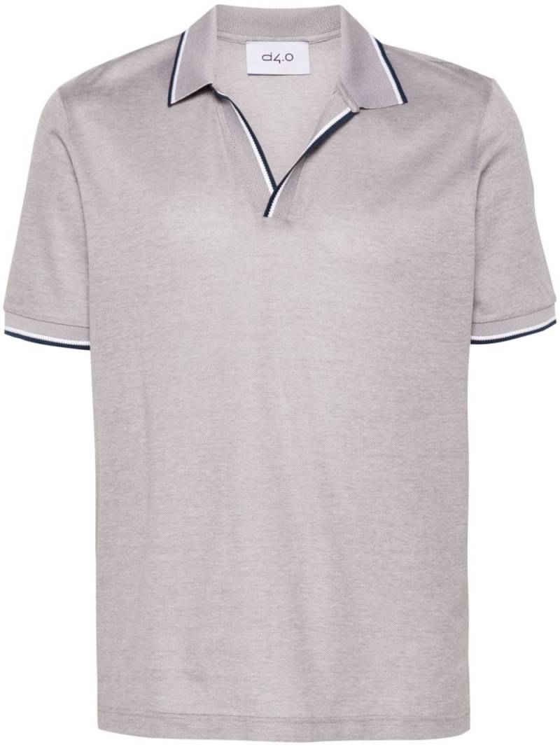 D4.0 striped-edge cotton polo shirt - Grey von D4.0