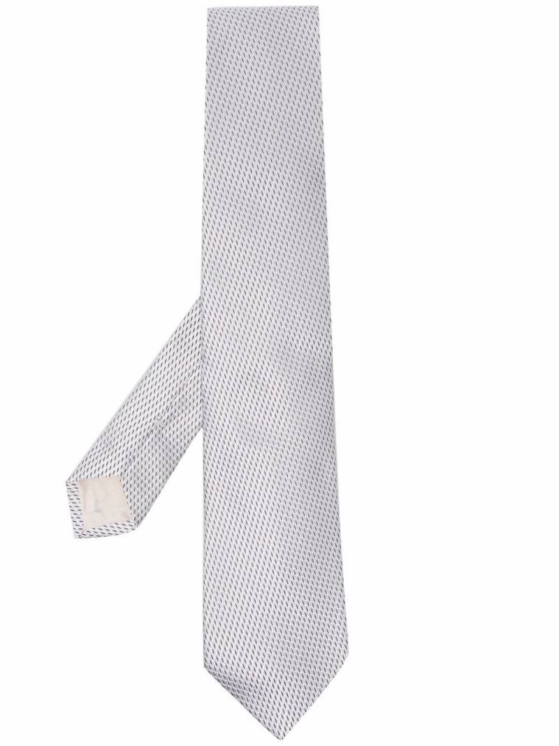 D4.0 textured silk tie - White von D4.0