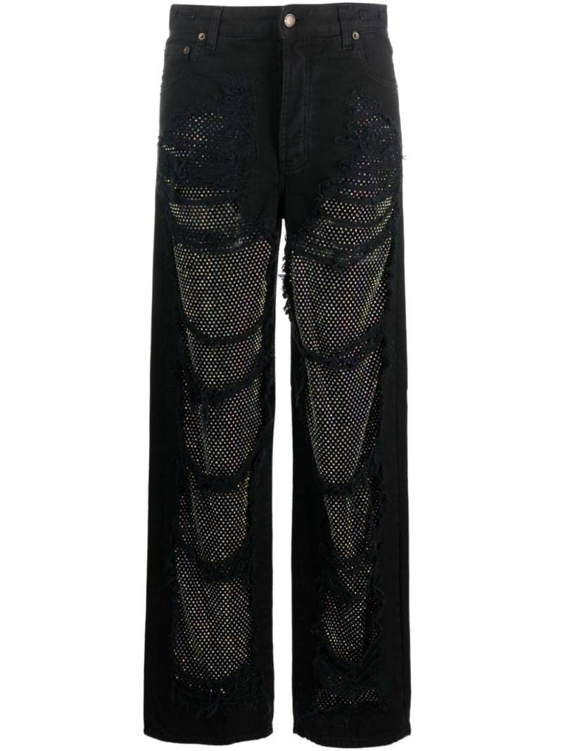 DARKPARK Karen crystal-embellished straight-leg jeans - Black von DARKPARK
