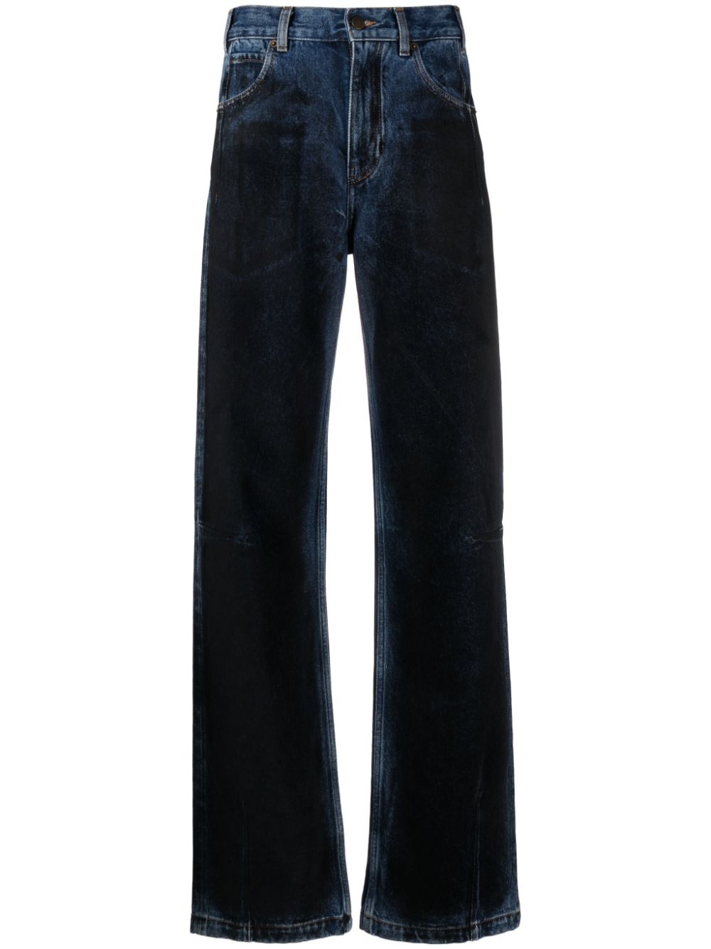 DARKPARK Lu flocked high-rise straight-leg jeans - Blue von DARKPARK