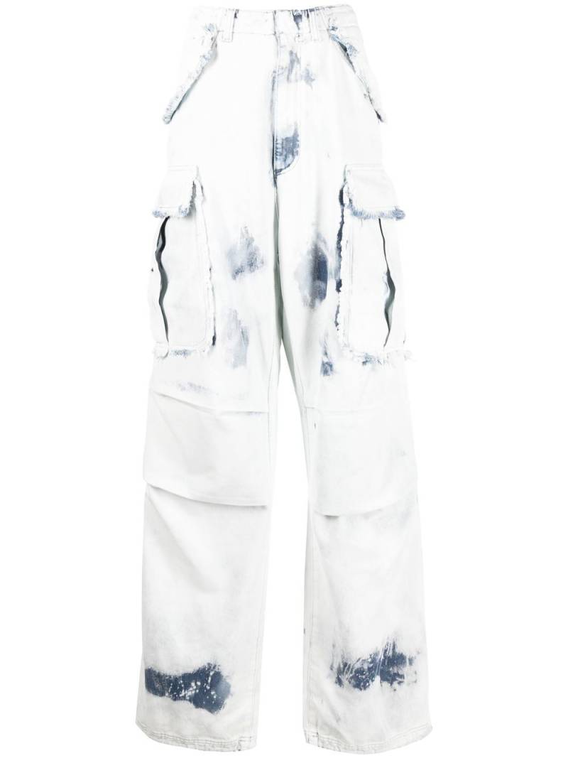 DARKPARK acid-wash cargo jeans - White von DARKPARK