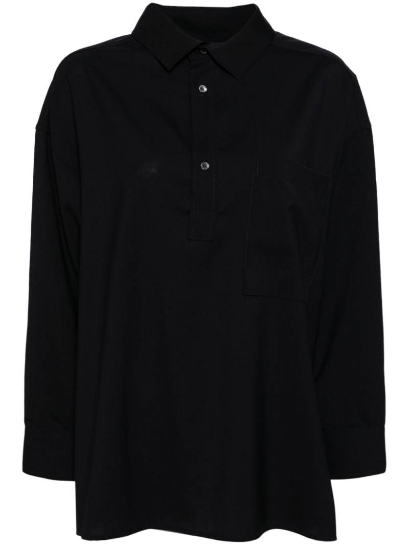 DARKPARK button-up wool polo top - Blue von DARKPARK