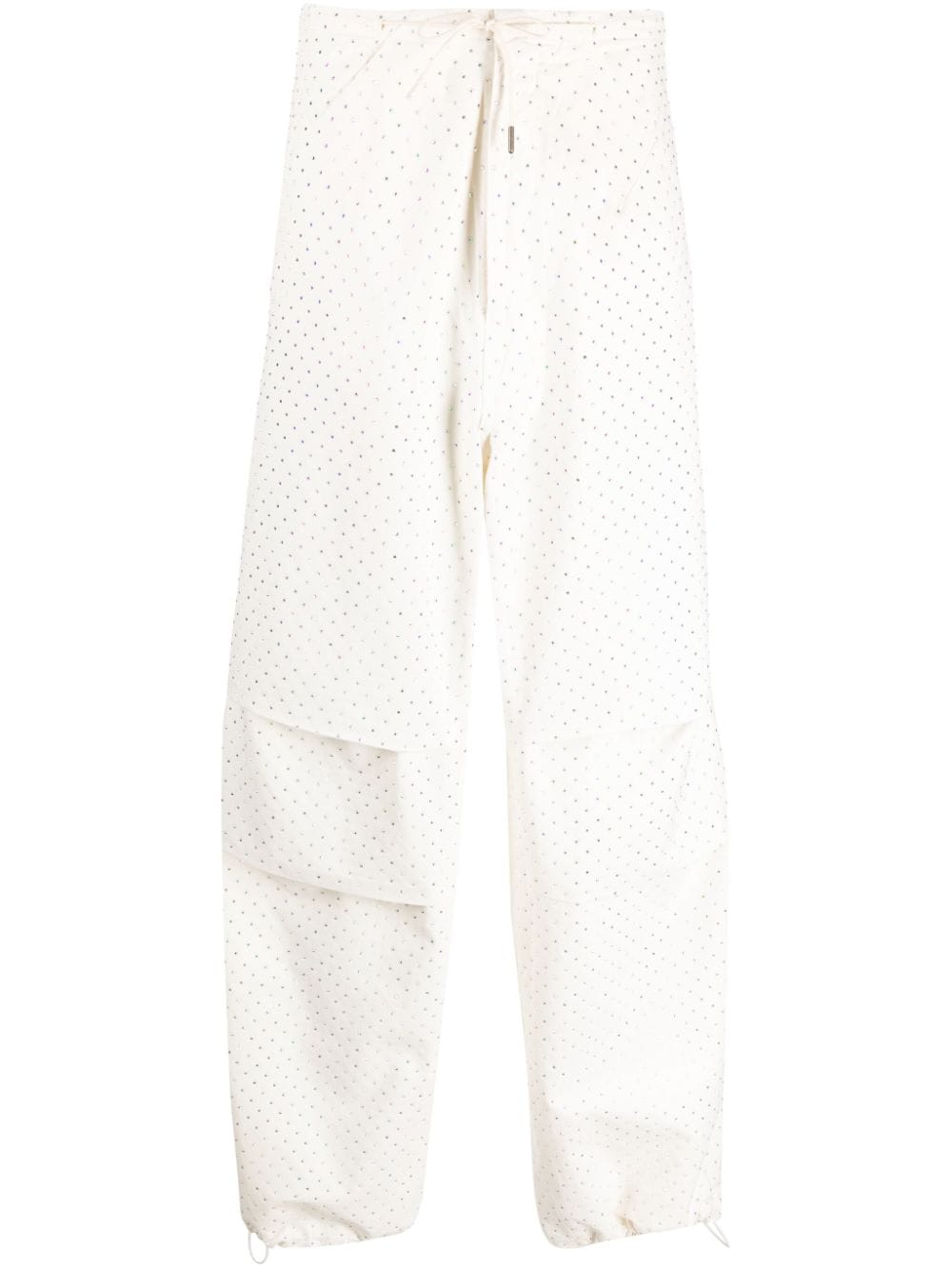 DARKPARK rhinestone-embellished cotton palazzo trousers - White von DARKPARK