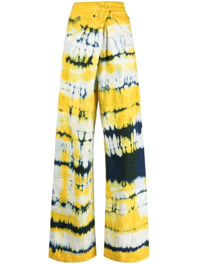 DARKPARK tie dye-print straight-leg trousers - Yellow von DARKPARK