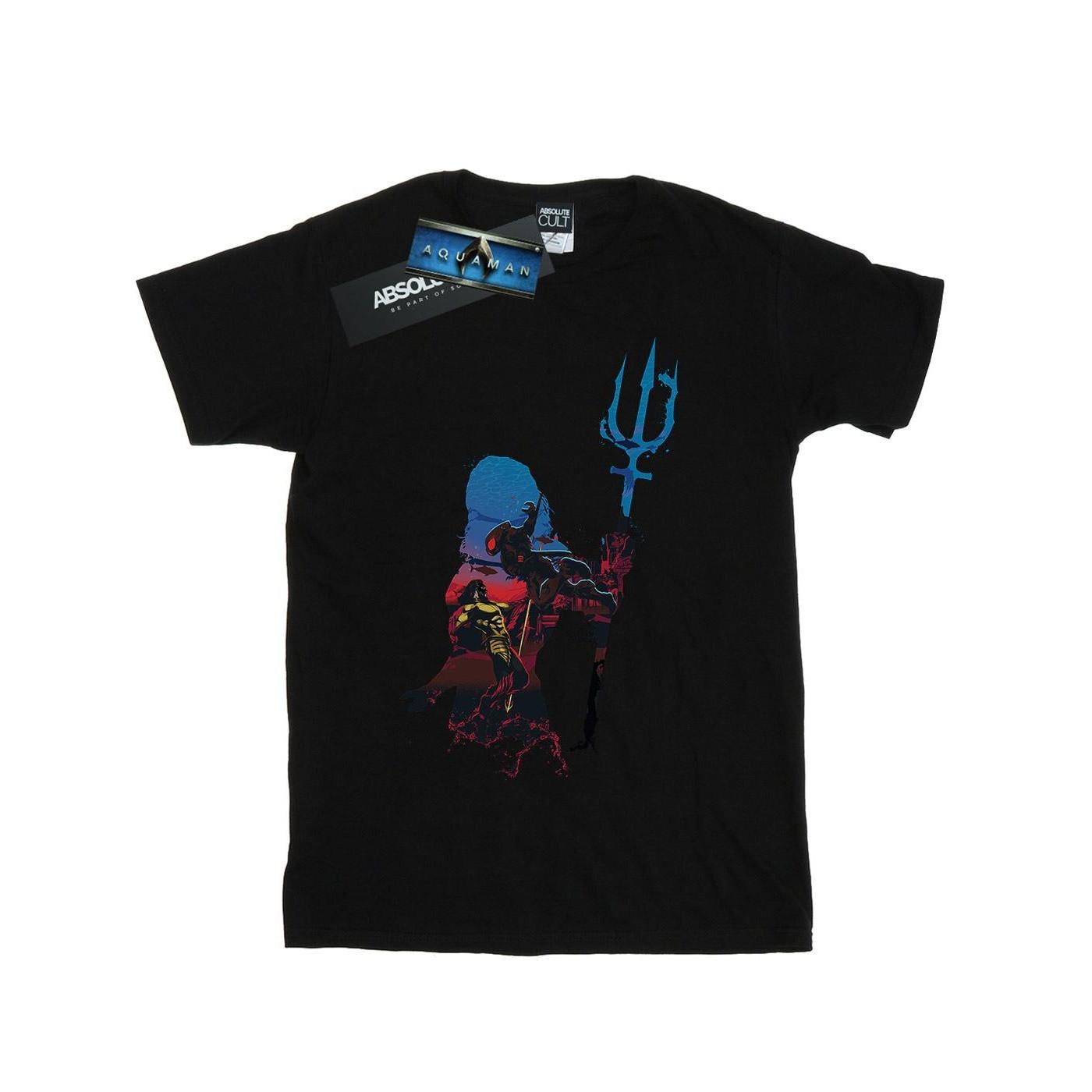 Aquaman Battle Silhouette Tshirt Mädchen Schwarz 152-158 von DC COMICS