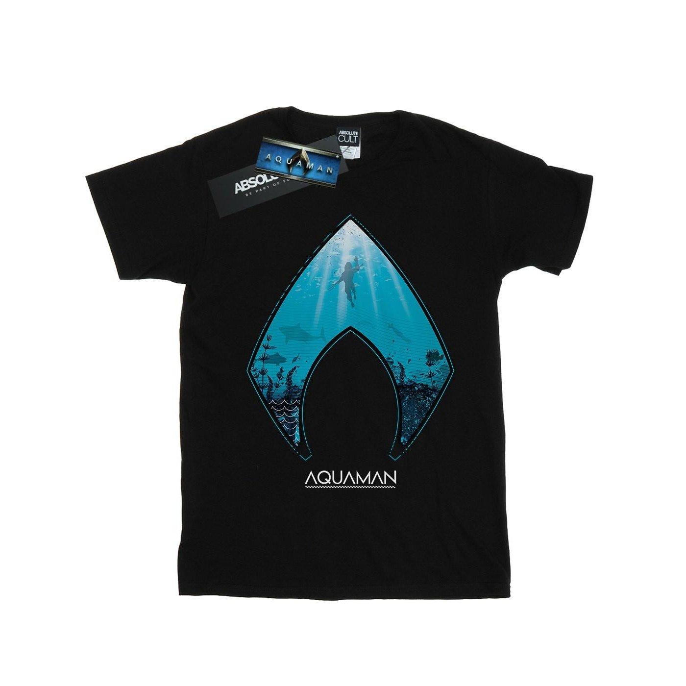 Aquaman Ocean Logo Tshirt Herren Schwarz S von DC COMICS