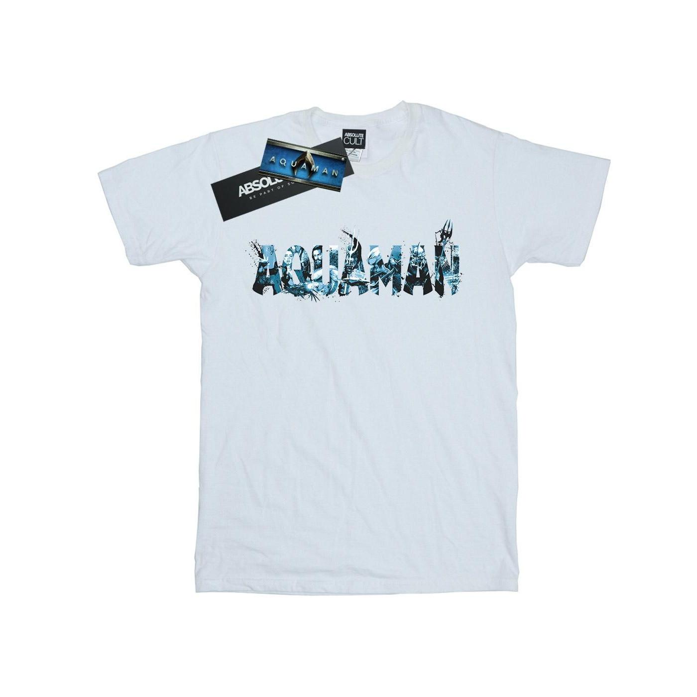 Aquaman Text Logo Tshirt Jungen Weiss 116 von DC COMICS