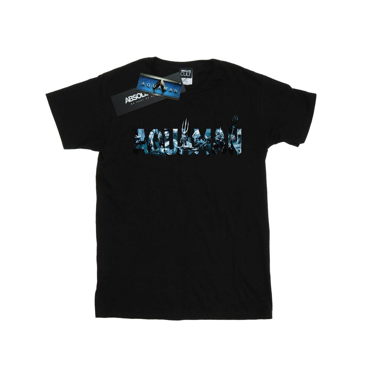 Aquaman Text Logo Tshirt Mädchen Schwarz 140/146 von DC COMICS