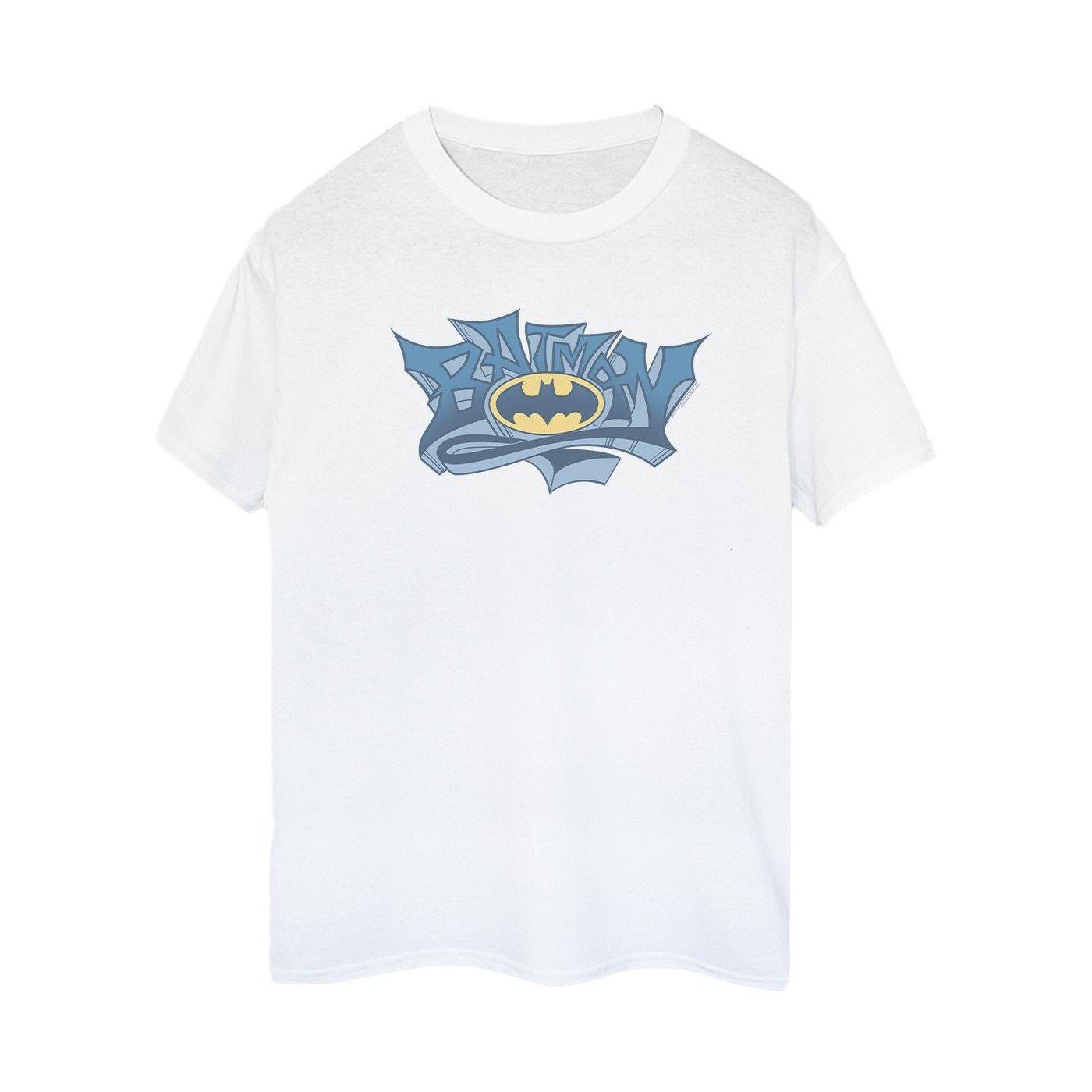 Batman Graffiti Logo Tshirt Damen Weiss M von DC COMICS
