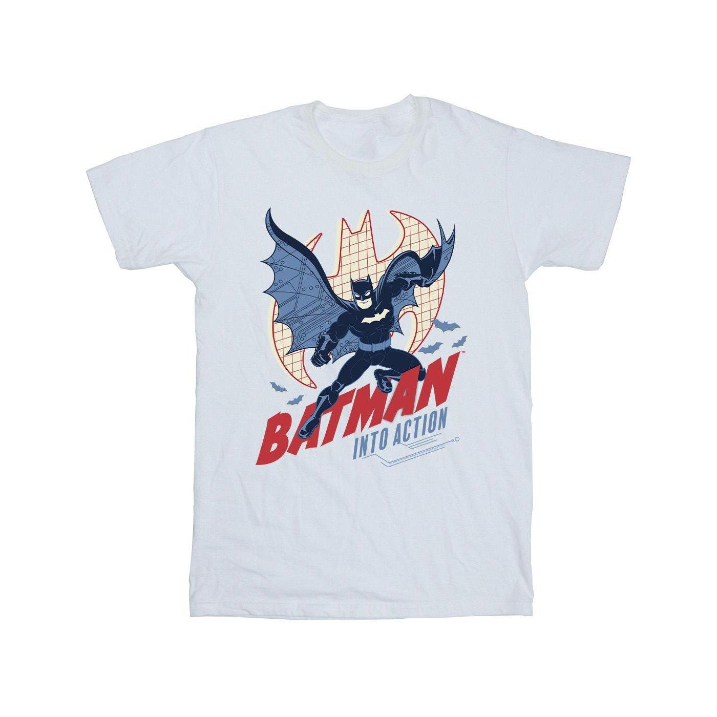 Batman Into Action Tshirt Mädchen Weiss 104 von DC COMICS