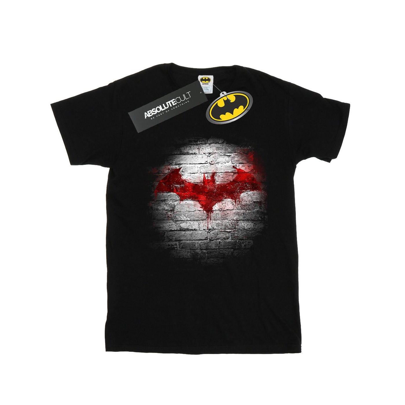 Batman Logo Wall Tshirt Mädchen Schwarz 128 von DC COMICS