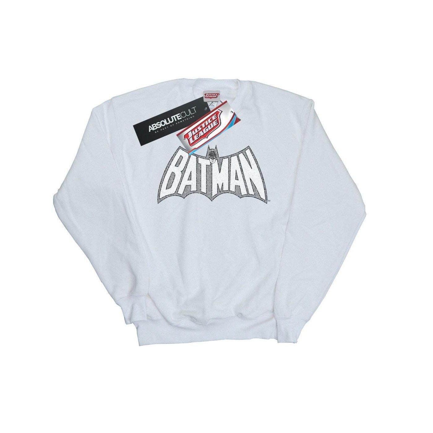 Batman Retro Crackle Logo Sweatshirt Damen Weiss M von DC COMICS