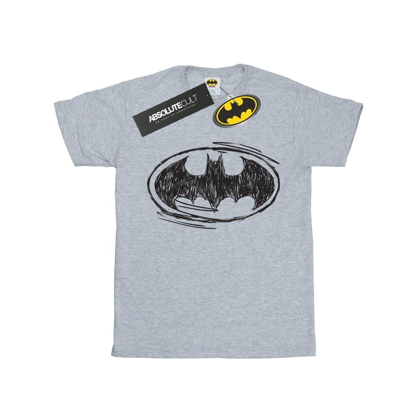 Batman Sketch Logo Tshirt Damen Grau XXL von DC COMICS