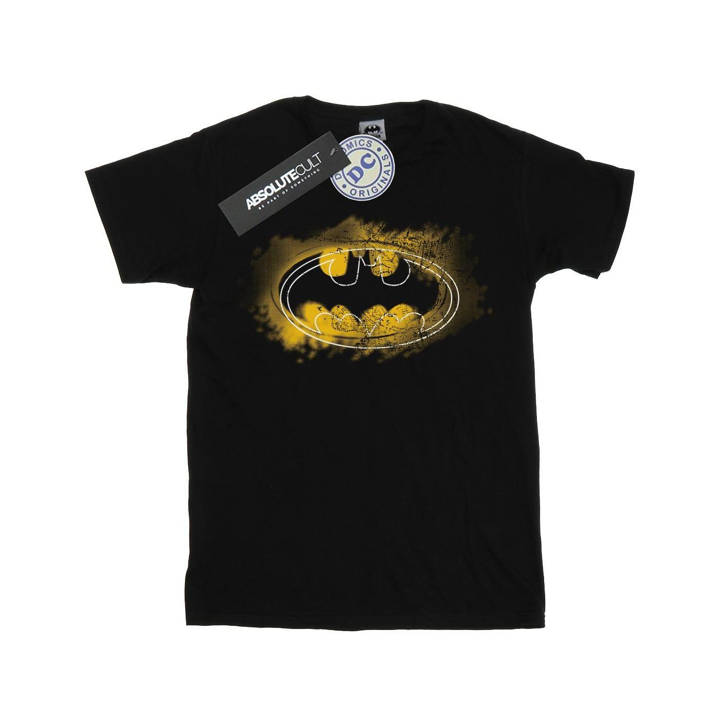 Batman Spray Logo Tshirt Jungen Schwarz 116 von DC COMICS