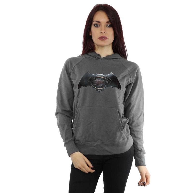 Batman V Superman Logo Kapuzenpullover Damen Charcoal Black L von DC COMICS