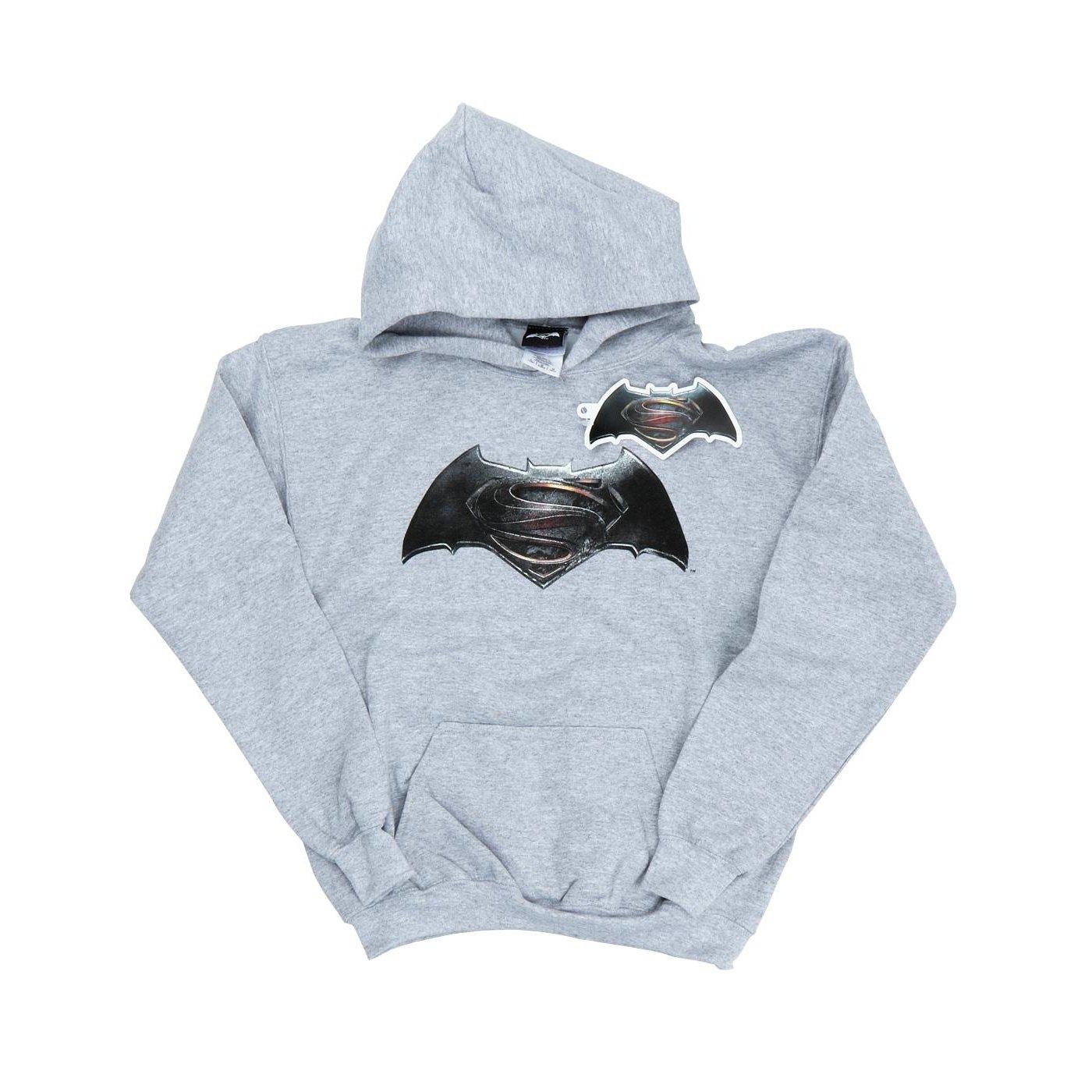 Batman V Superman Logo Kapuzenpullover Jungen Grau 128 von DC COMICS