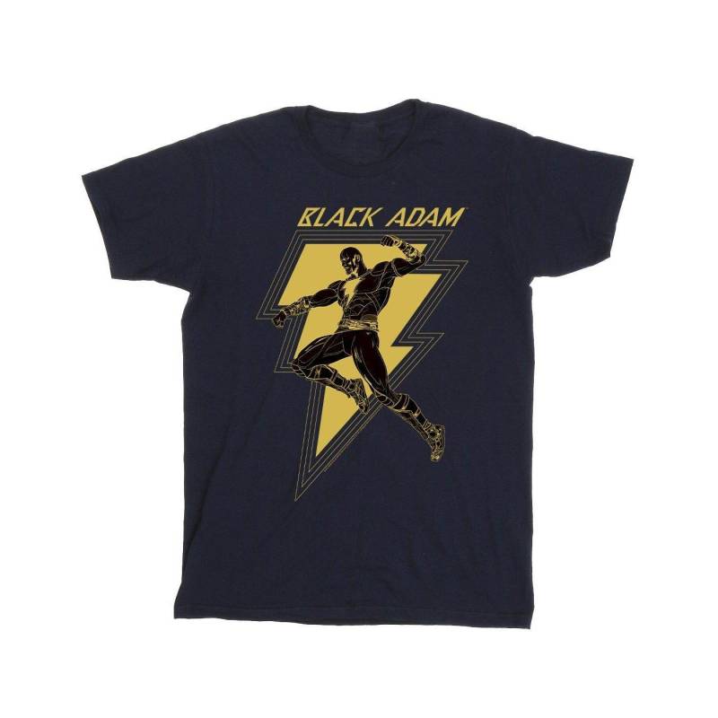 Black Adam Golden Bolt Chest Tshirt Herren Marine L von DC COMICS