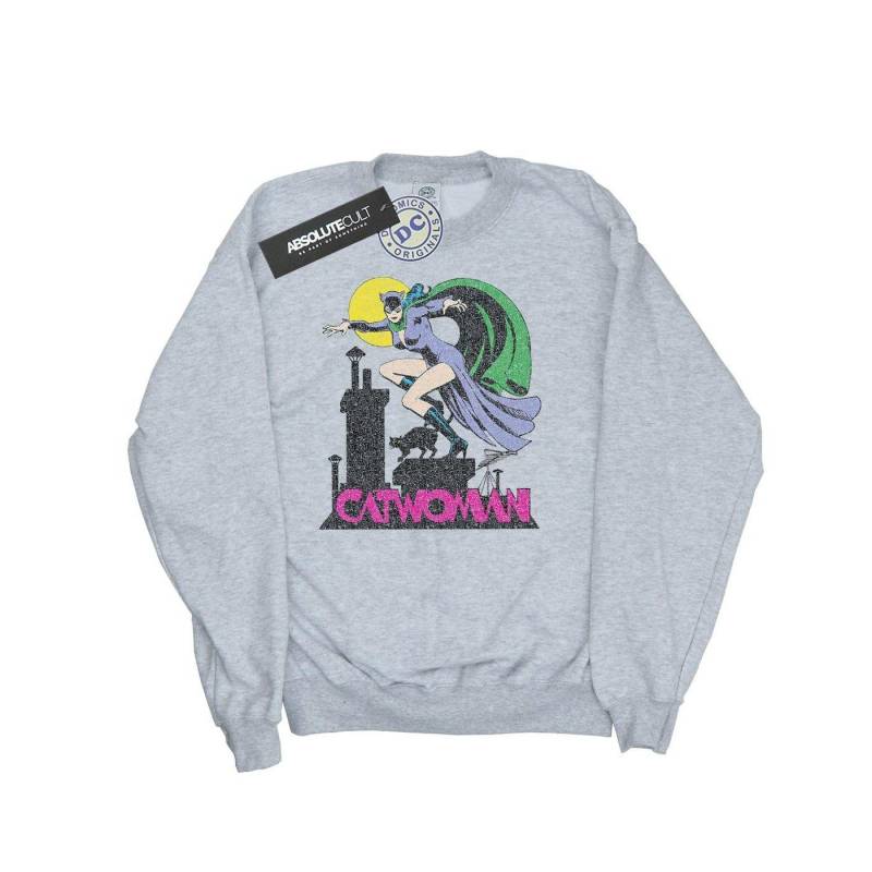 Catwoman Crackle Logo Sweatshirt Jungen Grau 116 von DC COMICS