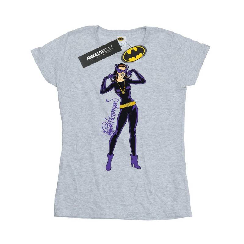 Catwoman Happy Pose Tshirt Damen Grau S von DC COMICS