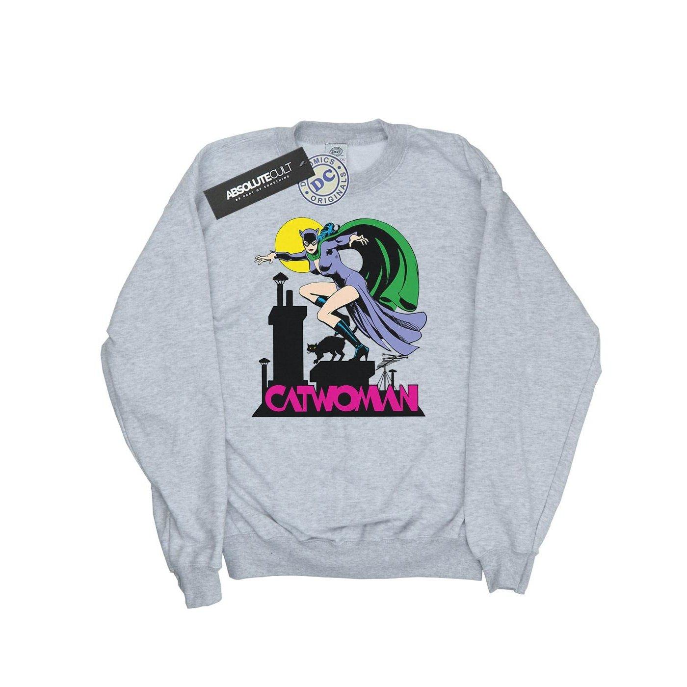 Catwoman Text Logo Sweatshirt Jungen Grau 128 von DC COMICS