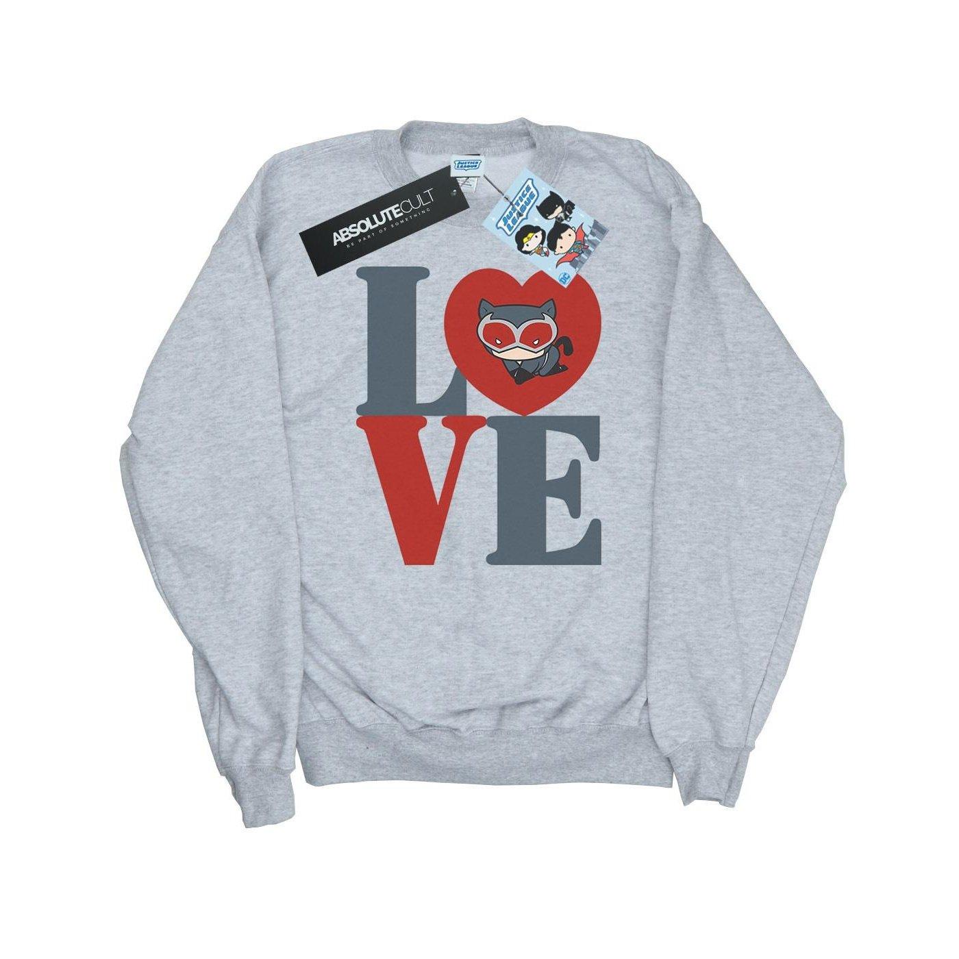 Chibi Catwoman Love Sweatshirt Herren Grau L von DC COMICS