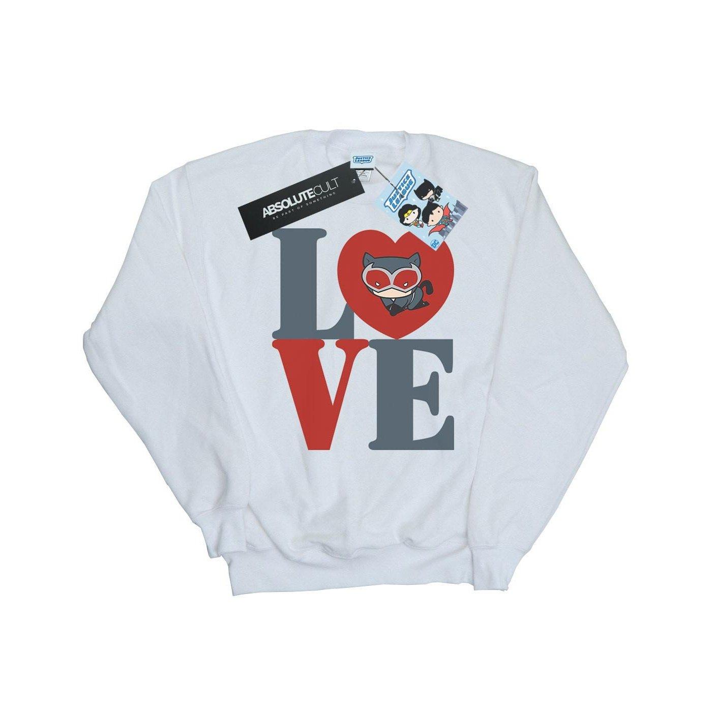 Chibi Catwoman Love Sweatshirt Herren Weiss S von DC COMICS