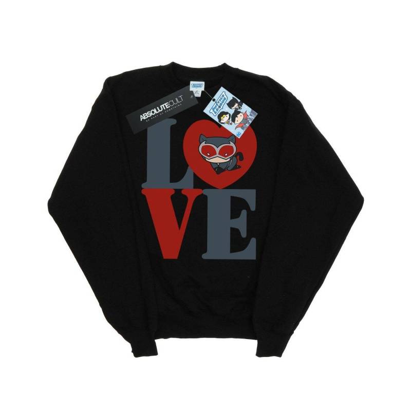 Chibi Catwoman Love Sweatshirt Mädchen Schwarz 116 von DC COMICS