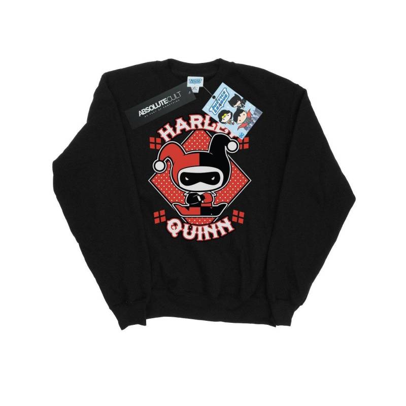 Chibi Harley Quinn Badge Sweatshirt Herren Schwarz L von DC COMICS