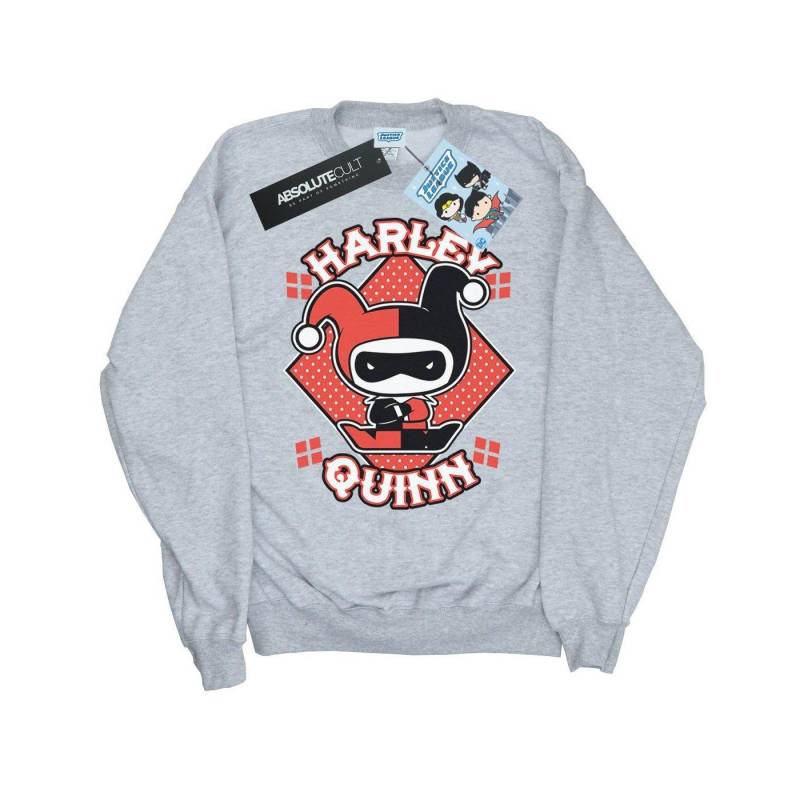 Chibi Harley Quinn Badge Sweatshirt Mädchen Grau 140/146 von DC COMICS