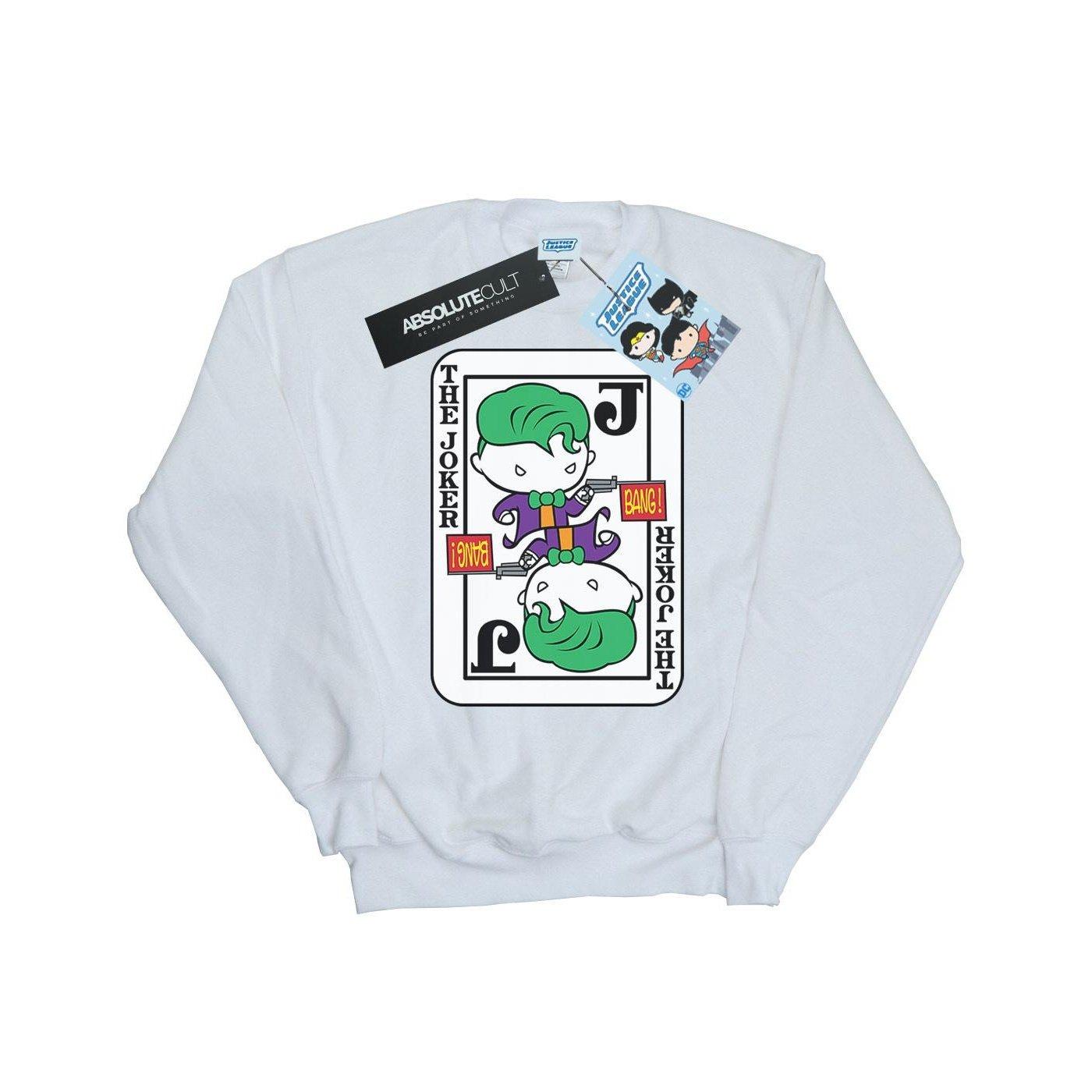 Chibi Joker Playing Card Sweatshirt Herren Weiss XXL von DC COMICS