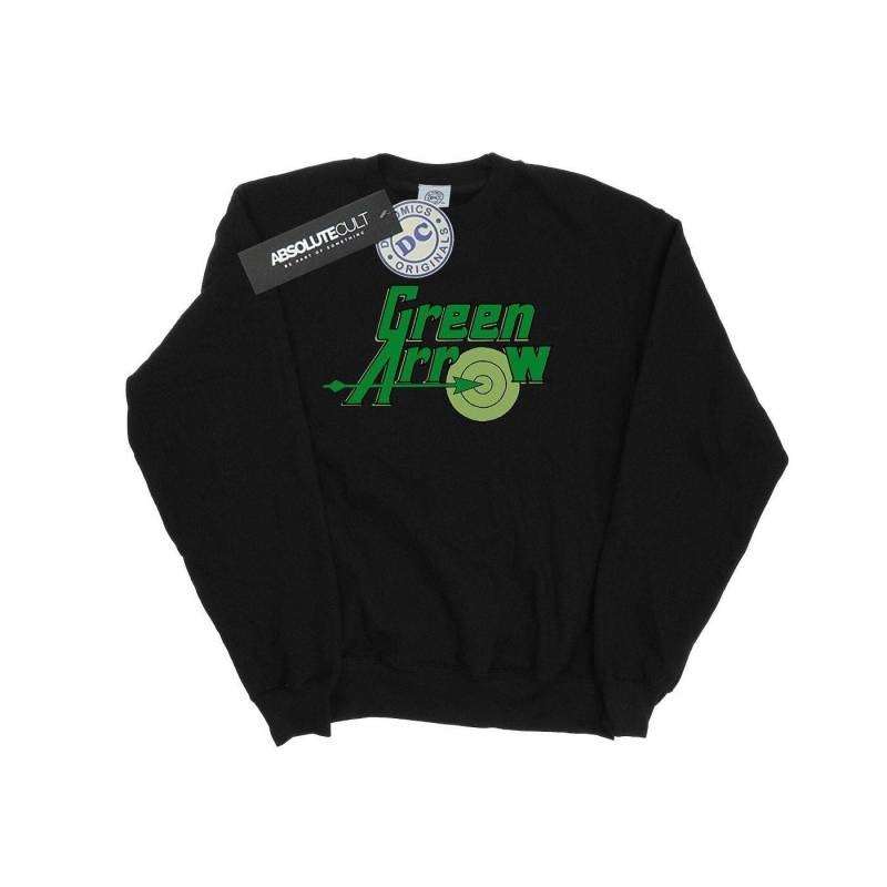 Green Arrow Text Logo Sweatshirt Mädchen Schwarz 116 von DC COMICS