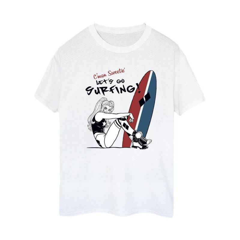 Harley Quinn Let's Go Surfing Tshirt Damen Weiss L von DC COMICS