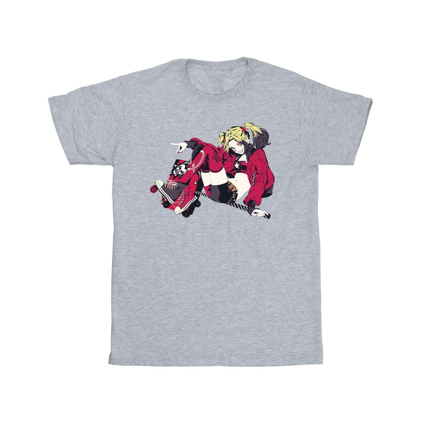 Harley Quinn Rollerskates Tshirt Mädchen Grau 116 von DC COMICS