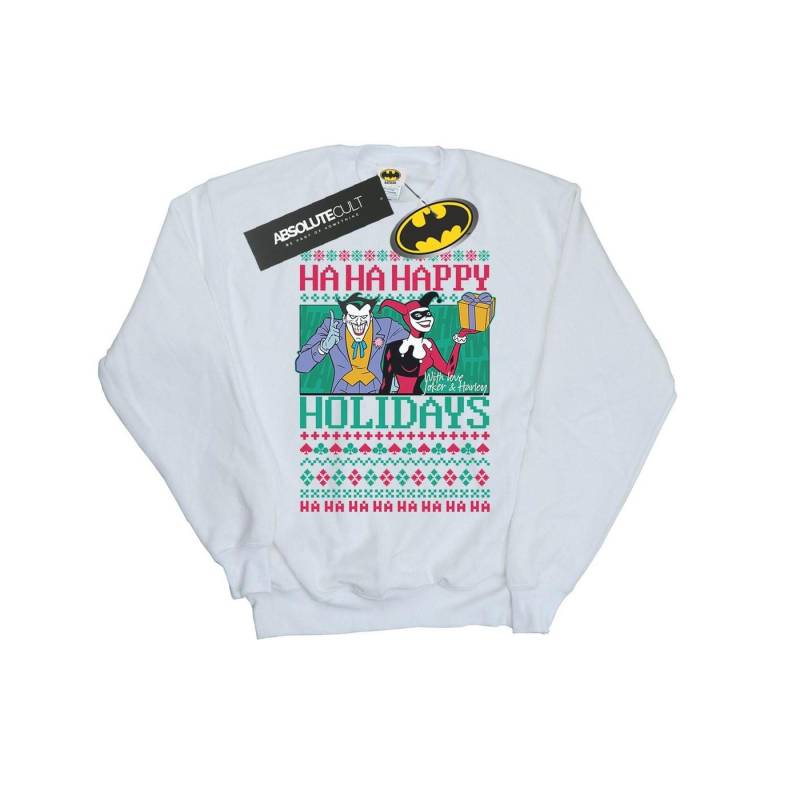 Joker And Harley Quinn Ha Ha Happy Holidays Sweatshirt Herren Weiss M von DC COMICS